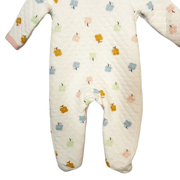 Little Beginnings Quilted Floral Footed Sleeper - Size 3-6 Months - Picture 5 of 7
